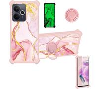 Aroepurt Coque Compatible pour Realme 14T 5G Coque Étui [avec Trempé 9H Protection D'écran] Case Support de Bague PC + Silicone JSF-FDL