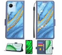 Aroepurt Coque Compatible pour Realme C30 Coque Étui Housse Case Support [avec Film Protecteur HD d'une dureté de 9H] [Blocage RFID][Paillettes dorées + Brillantes] LPT-LDL