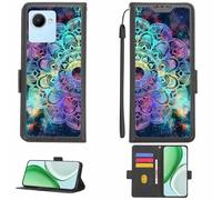 Aroepurt Coque Compatible pour Realme C30 Coque Étui Housse Case Support [avec Film Protecteur HD d'une dureté de 9H] [Blocage RFID][Effet de réfraction] LPT-HTT