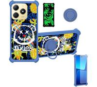 Aroepurt Coque Compatible pour Realme C61 Coque Étui [avec Trempé 9H Protection D'écran] Case Support de Bague PC + Silicone JSL-TYX