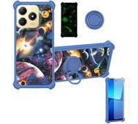Aroepurt Coque Compatible pour Realme C61 Coque Étui [avec Trempé 9H Protection D'écran] Case Support de Bague PC + Silicone YGL-XQ
