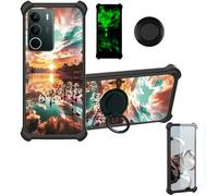Aroepurt Coque Compatible pour Realme C71 Coque Étui [avec Trempé 9H Protection D'écran] Case Support de Bague PC + Silicone YGH-FJ