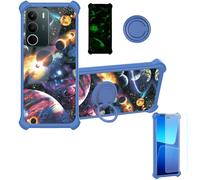 Aroepurt Coque Compatible pour Realme C71 Coque Étui [avec Trempé 9H Protection D'écran] Case Support de Bague PC + Silicone YGL-XQ