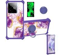Aroepurt Coque Compatible pour Realme GT 7T Coque Étui [avec Trempé 9H Protection D'écran] Case Support de Bague PC + Silicone JSZ-ZDL
