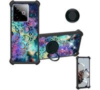 Aroepurt Coque Compatible pour Realme GT 7T Coque Étui [avec Trempé 9H Protection D'écran] Case Support de Bague PC + Silicone IMDH-HTT