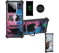 Aroepurt Coque Compatible pour Realme GT 7T Coque Étui [avec Trempé 9H Protection D'écran] Case Support de Bague PC + Silicone YGH-BQ