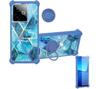 Aroepurt Coque Compatible pour Realme GT 7T Coque Étui [avec Trempé 9H Protection D'écran] Case Support de Bague PC + Silicone IMDL-LS