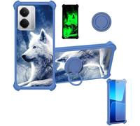 Aroepurt Coque Compatible pour Realme P3 5G Coque Étui [avec Trempé 9H Protection D'écran] Case Support de Bague PC + Silicone YGL-LAN