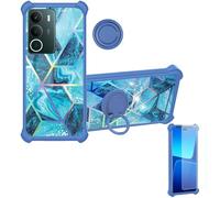 Aroepurt Coque Compatible pour Realme P3 Lite 4G Coque Étui [avec Trempé 9H Protection D'écran] Case Support de Bague PC + Silicone IMDL-LS