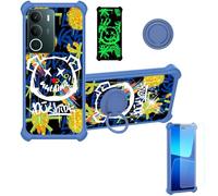 Aroepurt Coque Compatible pour Realme P3 Lite 4G Coque Étui [avec Trempé 9H Protection D'écran] Case Support de Bague PC + Silicone JSL-TYX