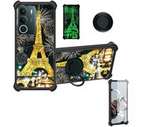 Aroepurt Coque Compatible pour Realme P3 Lite 5G Coque Étui [avec Trempé 9H Protection D'écran] Case Support de Bague PC + Silicone JSH-TT