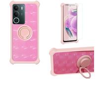 Aroepurt Coque Compatible pour Realme P3 Lite 5G Coque Étui [avec Trempé 9H Protection D'écran] Case Support de Bague PC + Silicone TZZH-Fen