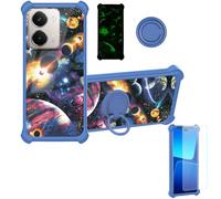 Aroepurt Coque Compatible pour Realme P3 UItra 5G Coque Étui [avec Trempé 9H Protection D'écran] Case Support de Bague PC + Silicone YGL-XQ