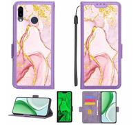 Aroepurt Coque Compatible pour Samsung Galaxy M20 Coque Étui Housse Case Support [avec Film Protecteur HD d'une dureté de 9H] [Blocage RFID][Paillettes dorées + Brillantes] LPT-FDL