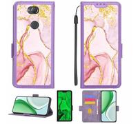 Aroepurt Coque Compatible pour Sony Xperia Xa2 Coque Étui Housse Case Support [avec Film Protecteur HD d'une dureté de 9H] [Blocage RFID][Paillettes dorées + Brillantes] LPT-FDL