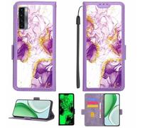 Aroepurt Coque Compatible pour TCL 20l Coque Étui Housse Case Support [avec Film Protecteur HD d'une dureté de 9H] [Blocage RFID][Paillettes dorées + Brillantes] LPT-ZDL