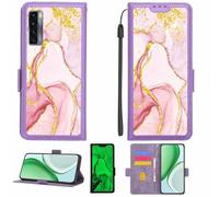 Aroepurt Coque Compatible pour TCL 20l Coque Étui Housse Case Support [avec Film Protecteur HD d'une dureté de 9H] [Blocage RFID][Paillettes dorées + Brillantes] LPT-FDL