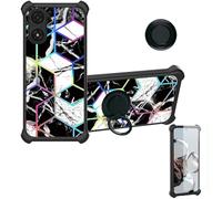 Aroepurt Coque Compatible pour T lcatel A11 T452M T452B T452A Coque Étui [avec Trempé 9H Protection D'écran] Case Support de Bague PC + Silicone IMDH-HS