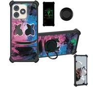 Aroepurt Coque Compatible pour Ulefone Note 18 Ultra Coque Étui [avec Trempé 9H Protection D'écran] Case Support de Bague PC + Silicone YGH-BQ