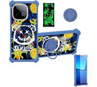 Aroepurt Coque Compatible pour Vivo IQoo Z10 Turbo V2452A Coque Étui [avec Trempé 9H Protection D'écran] Case Support de Bague PC + Silicone JSL-TYX