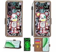 Aroepurt Coque Compatible pour Vivo V50 Lite 5G Coque Étui Housse Case Support [avec Film Protecteur HD d'une dureté de 9H] [Blocage RFID][Effet Lumineux Sombre] LPT-MXX