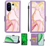 Aroepurt Coque Compatible pour Vivo X200 Fe V2505 V2503 Coque Étui Housse Case Support [avec Film Protecteur HD d'une dureté de 9H] [Blocage RFID][Paillettes dorées + Brillantes] LPT-FDL