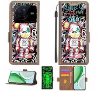 Aroepurt Coque Compatible pour Vivo X80 Pro Dimensity 9000 Coque Étui Housse Case Support [avec Film Protecteur HD d'une dureté de 9H] [Blocage RFID][Effet Lumineux Sombre] LPT-MXX