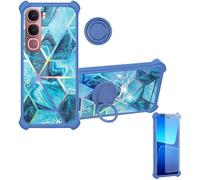 Aroepurt Coque Compatible pour Vivo Y21d Coque Étui [avec Trempé 9H Protection D'écran] Case Support de Bague PC + Silicone IMDL-LS