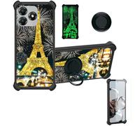 Aroepurt Coque Compatible pour ZTE Blade A36 Z2472 Coque Étui [avec Trempé 9H Protection D'écran] Case Support de Bague PC + Silicone JSH-TT