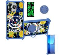 Aroepurt Coque Compatible pour ZTE Blade A36 Z2472 Coque Étui [avec Trempé 9H Protection D'écran] Case Support de Bague PC + Silicone JSL-TYX