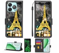 Aroepurt Coque Compatible pour ZTE Blade A75 4G Coque Étui Housse Case Support [avec Film Protecteur HD d'une dureté de 9H] [Blocage RFID][Paillettes dorées + Brillantes] LPT-TT