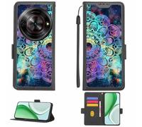 Aroepurt Coque Compatible pour ZTE Blade A75 5G Z2357N Coque Étui Housse Case Support [avec Film Protecteur HD d'une dureté de 9H] [Blocage RFID][Effet de réfraction] LPT-HTT