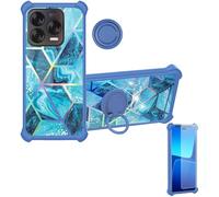 Aroepurt Coque Compatible pour ZTE Blade V70 Vita Z2458 Coque Étui [avec Trempé 9H Protection D'écran] Case Support de Bague PC + Silicone IMDL-LS