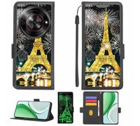 Aroepurt Coque Compatible pour Zte Nubia Blade A75 Coque Étui Housse Case Support [avec Film Protecteur HD d'une dureté de 9H] [Blocage RFID][Paillettes dorées + Brillantes] LPT-TT