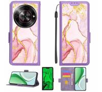 Aroepurt Coque Compatible pour Zte Nubia Blade A75 Coque Étui Housse Case Support [avec Film Protecteur HD d'une dureté de 9H] [Blocage RFID][Paillettes dorées + Brillantes] LPT-FDL