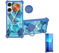 Aroepurt Coque Compatible pour ZTE Nubia Music Pro Z2460 Coque Étui [avec Trempé 9H Protection D'écran] Case Support de Bague PC + Silicone IMDL-LS