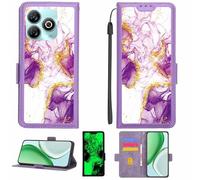 Aroepurt Coque Compatible pour ZTE Z2359 Blade A75 4G Coque Étui Housse Case Support [avec Film Protecteur HD d'une dureté de 9H] [Blocage RFID][Paillettes dorées + Brillantes] LPT-ZDL