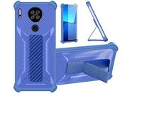 Aroepurt Coque pour Blackview A80S Coque Étui Case Cover Hybride [avec Protection d'écran en Verre trempé] [Support magnétique Pliable] [givré résistant aux Empreintes digitales] Bleu