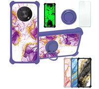 Aroepurt Coque pour CUBOT Max 3 Coque Compatible avec CUBOT Max 3 Coque Étui [avec Trempé 9H Protection D'écran] Case Support de Bague PC + Silicone JSZ-ZDL