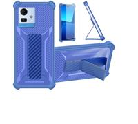 Aroepurt Coque pour CUBOT Note 50 Coque Étui Case Cover Hybride [avec Protection d'écran en Verre trempé] [Support magnétique Pliable] [givré résistant aux Empreintes digitales] Bleu