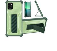 Aroepurt Coque pour Energizer U506S Coque Étui Case Cover Hybride [avec Protection d'écran en Verre trempé] [Support magnétique Pliable] [givré résistant aux Empreintes digitales] Vert