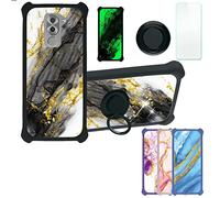 Aroepurt Coque pour Honor 6X Coque Compatible avec Honor 6X Coque Étui [avec Trempé 9H Protection D'écran] Case Support de Bague PC + Silicone JSH-HDL