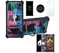 Aroepurt Coque pour Huawei P Smart PSMART 2020 Coque Compatible avec Huawei P Smart PSMART 2020 Coque Étui [avec Trempé 9H Protection D'écran] Case Support de Bague PC + Silicone YGH-BQ