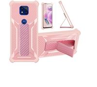 Aroepurt Coque pour Motorola Moto G Power 2021 Coque Étui Case Cover Hybride [avec Protection d'écran en Verre trempé] [Support magnétique Pliable] [givré résistant aux Empreintes digitales] Rosa