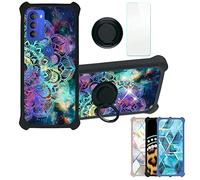 Aroepurt Coque pour Motorola Moto G51 5G Coque Compatible avec Motorola Moto G51 5G Coque Étui [avec Trempé 9H Protection D'écran] Case Support de Bague PC + Silicone IMDH-HTT