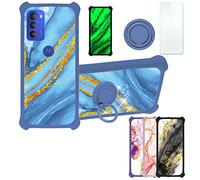 Aroepurt Coque pour Motorola Moto G51 5G Coque Compatible avec Motorola Moto G51 5G Coque Étui [avec Trempé 9H Protection D'écran] Case Support de Bague PC + Silicone JSL-LDL