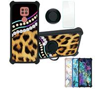 Aroepurt Coque pour Motorola Moto G9 Play Coque Compatible avec Motorola Moto G9 Play Coque Étui [avec Trempé 9H Protection D'écran] Case Support de Bague PC + Silicone IMDH-ZBW