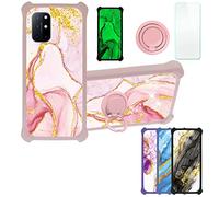 Aroepurt Coque pour Oneplus 8T Coque Compatible avec Oneplus 8T Coque Étui [avec Trempé 9H Protection D'écran] Case Support de Bague PC + Silicone JSF-FDL