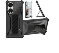 Aroepurt Coque pour Oppo Reno8 T 5G Coque Étui Case Cover Hybride [avec Protection d'écran en Verre trempé] [Support magnétique Pliable] [givré résistant aux Empreintes digitales] Noir