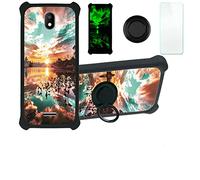 Aroepurt Coque pour Orange Neva Start Coque Compatible avec Orange Neva Start Coque Étui [avec Trempé 9H Protection D'écran] Case Support de Bague PC + Silicone YGH-FJ